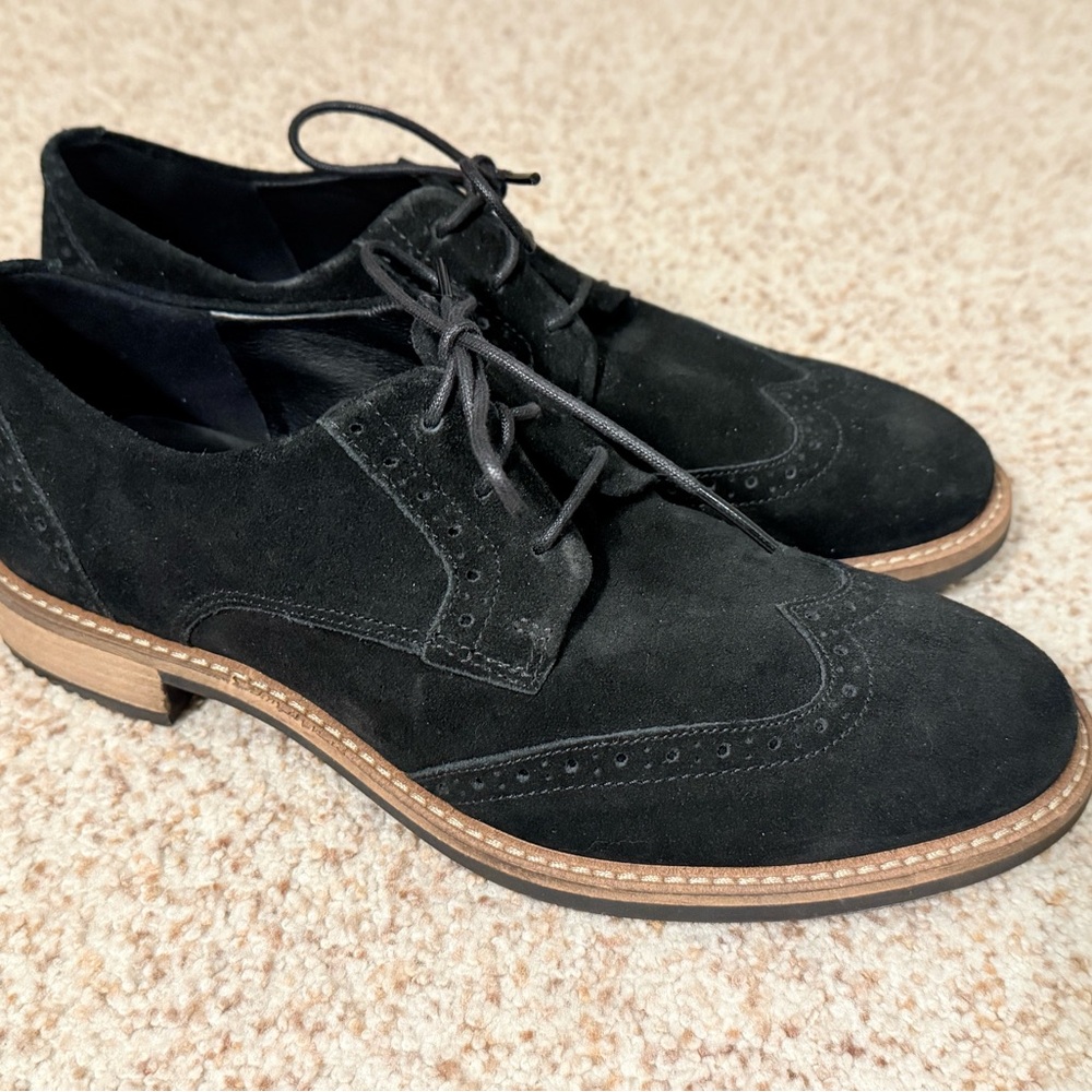 Brand new Black Suede ECCO Oxford spat style Shoes size 7 EU 38